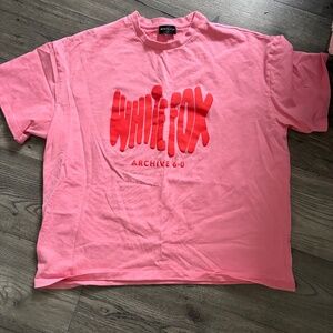 pink white fox tee